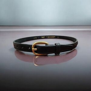 Tory Belt SZ 26 English Bridle Leather Black Equestrian Stitching Brass USA 2123